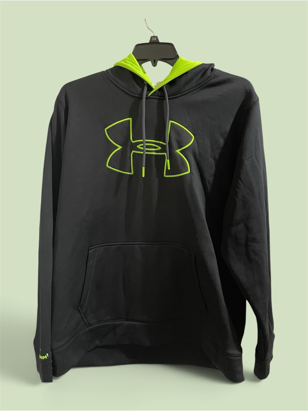 Under Armour Black Hoodie with Neon Green Logo 2X